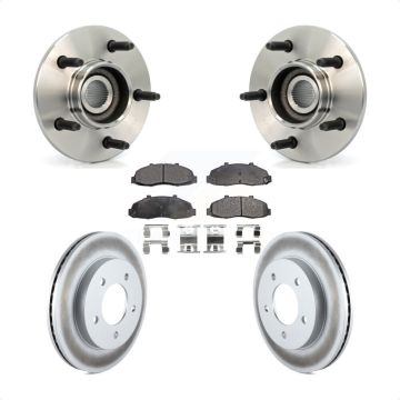 Front Hub Bearing Assembly Coated Brake Rotor Pad Kit For Ford F-150 4WD with 2-Wheel ABS KBB-103778