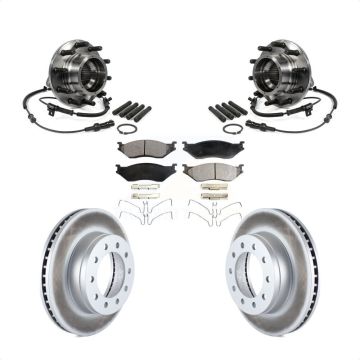 Front Hub Bearing Coated Brake Rotor & Pads Kit For 2005-2010 Ford F-550 Super Duty 4 X KBB-103835