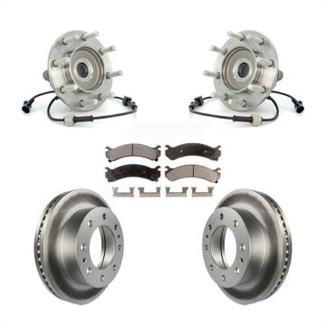 Front Hub Bearing Coated Brake Rotor Pads Kit For Chevrolet GMC Sierra 3500 Silverado RWD KBB-103838