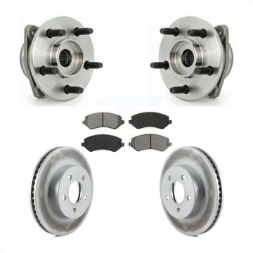 Front Hub Bearing Assembly Coated Brake Rotor Pads Kit For 2002-2005 Jeep Liberty Non-ABS KBB-103992