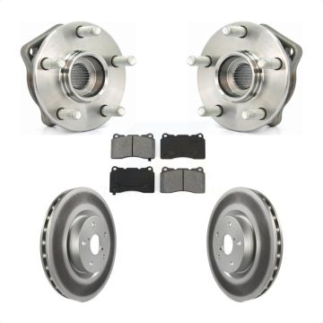 Front Hub Bearing Assembly Coated Brake Rotor & Pads Kit For 2014 Subaru WRX Limited Base KBB-104043