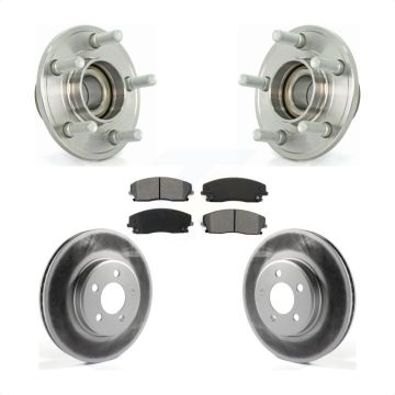 Front Hub Bearing Coated Brake Rotor & Pads Kit For Dodge Chrysler 300 Charger Challenger KBB-104053