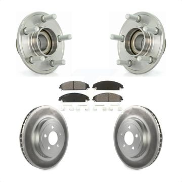 Front Hub Bearing Coated Brake Rotor & Pads Kit For Dodge Chrysler 300 Charger Challenger KBB-104054