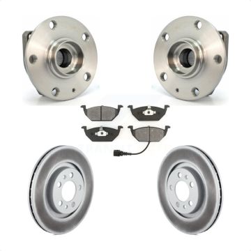 Front Hub Bearing Assembly Coated Brake Rotor Pads Kit For 2007-2009 Volkswagen Golf City KBB-104091