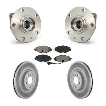 Front Hub Bearing Assembly Coated Disc Brake Rotor & Pad Kit For Volkswagen Golf Alltrack KBB-104094