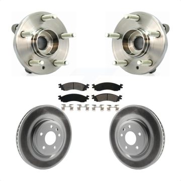 Front Hub Bearing Assembly Coated Disc Brake Rotor Pads Kit For 2010-2012 Ford Taurus SHO KBB-104122