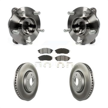 Front Hub Bearing Assembly Coated Disc Brake Rotor & Pads Kit For INFINITI FX35 FX37 FX45 KBB-104206