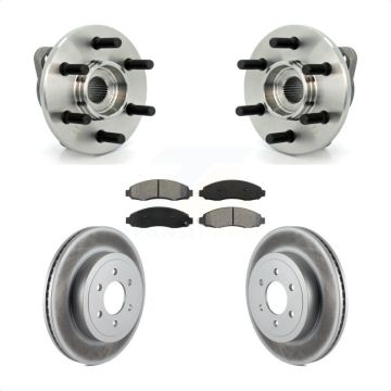 Front Hub Bearing Coated Brake Rotor Pads Kit For 03-04 Dodge Dakota 4WD with 2-Wheel ABS KBB-104252