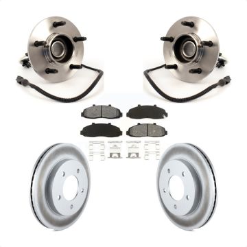 Front Hub Bearing Assembly Coated Brake Rotor Pad Kit For Ford F-150 4WD with 4-Wheel ABS KBB-104253