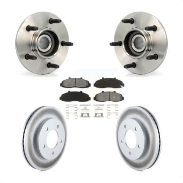 Front Hub Bearing Assembly Coated Brake Rotor Pad Kit For Ford F-150 4WD with 2-Wheel ABS KBB-104255