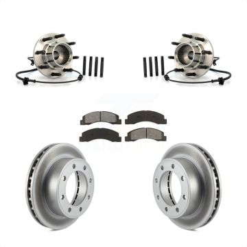 Front Hub Bearing Assembly Coated Brake Rotor & Pads Kit For 2001-2005 Ford Excursion 4WD KBB-104256