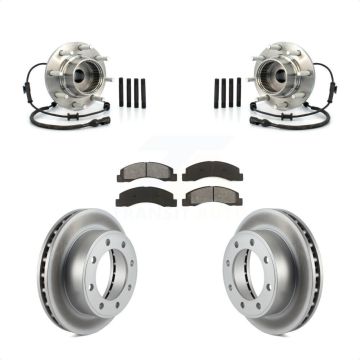 Front Hub Bearing Assembly Coated Brake Rotor & Pads Kit For 2001-2005 Ford Excursion 4WD KBB-104280