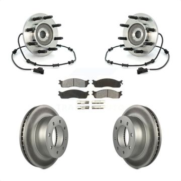 Front Hub Bearing Assembly Coat Brake Rotor Pad Kit For 2003-2005 Dodge Ram 2500 3500 4WD KBB-104289