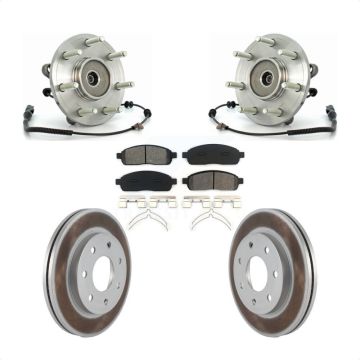 Front Hub Bearing Assembly Coated Brake Rotor Pads Kit For Ford F-150 Lincoln Mark LT 4WD KBB-104309