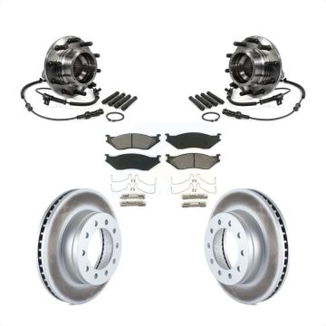 Front Hub Bearing Coated Brake Rotor & Pads Kit For 2005-2010 Ford F-550 Super Duty 4 X KBB-104315