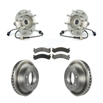 Front Hub Bearing Coated Brake Rotor Pads Kit For Chevrolet GMC Sierra 3500 Silverado RWD KBB-104317