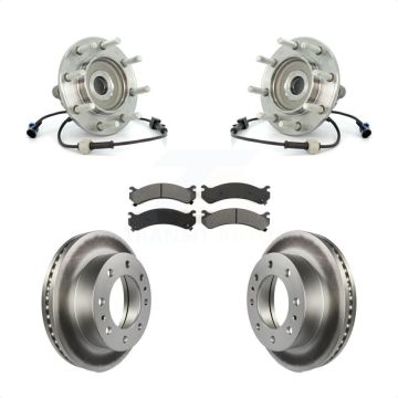 Front Hub Bearing Coated Brake Rotor Pads Kit For Chevrolet GMC Sierra 3500 Silverado RWD KBB-104318