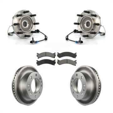 Front Hub Bearing Coated Brake Rotor Pads Kit For GMC Sierra 3500 Chevrolet Silverado 4WD KBB-104319