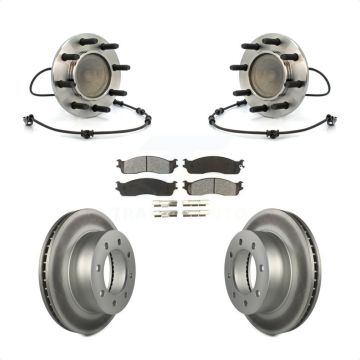 Front Hub Bearing Assembly Coat Brake Rotor Pad Kit For 2003-2005 Dodge Ram 2500 3500 RWD KBB-104320