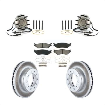 Front Hub Bearing Assembly Coated Brake Rotor And Pad Kit For Ford F-550 Super Duty F-450 KBB-104342