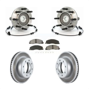 Front Hub Bearing Assembly Coated Disc Brake Rotor & Pads Kit For Dodge Ram 2500 3500 RWD KBB-104351