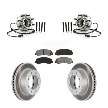 Front Hub Bearing Coated Brake Rotor And Pad Kit For 2011 Ford F-350 Super Duty F-250 4WD KBB-104355