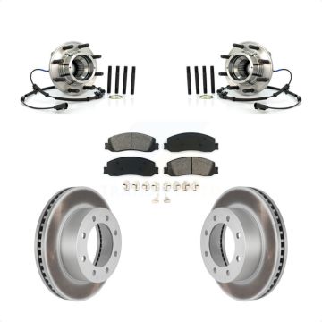 Front Hub Bearing Coated Brake Rotor And Pad Kit For 2012 Ford F-350 Super Duty F-250 4WD KBB-104356