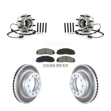 Front Hub Bearing Assembly Coated Brake Rotor Pads Kit For 2013 Ford F-250 Super Duty 4WD KBB-104357