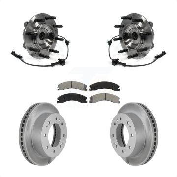 Front Hub Bearing Coat Brake Rotor Pad Kit For GMC Chevrolet Sierra 2500 HD Silverado 4WD KBB-104366
