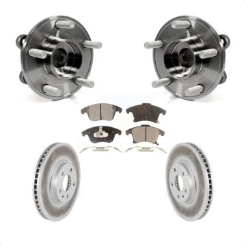 Front Hub Bearing Assembly Coated Disc Brake Rotor & Pads Kit For Ford Fusion Lincoln MKZ KBB-104415