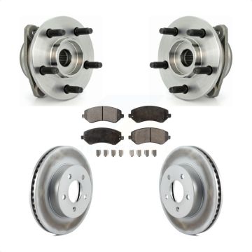 Front Hub Bearing Assembly Coated Brake Rotor Pads Kit For 2002-2005 Jeep Liberty Non-ABS KBB-104472