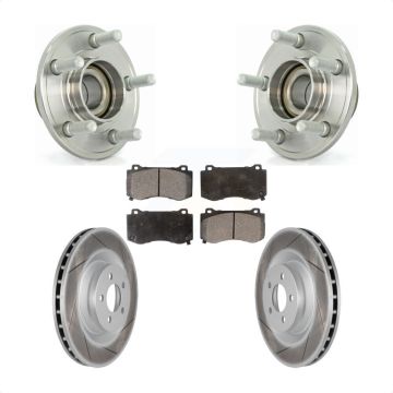 Front Hub Bearing Coated Brake Rotor & Pads Kit For Dodge Chrysler 300 Charger Challenger KBB-104536