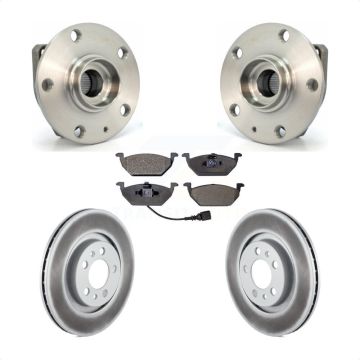Front Hub Bearing Assembly Coated Brake Rotor Pads Kit For 2007-2009 Volkswagen Golf City KBB-104576