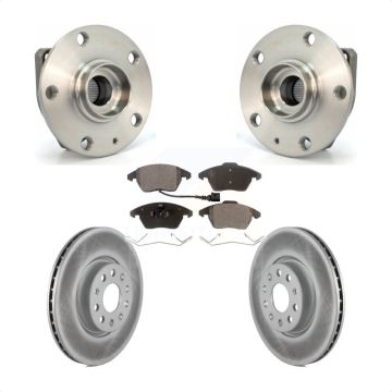 Front Hub Bearing Coated Brake Rotor & Pads Kit For Volkswagen GTI 3 Bolt Mounting Flange KBB-104578