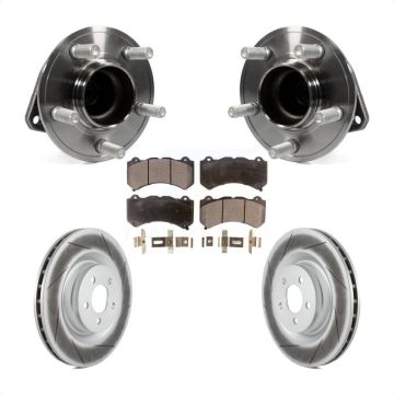 Front Hub Bearing Assembly Coated Disc Brake Rotor & Pad Kit For Dodge Challenger Charger KBB-104682