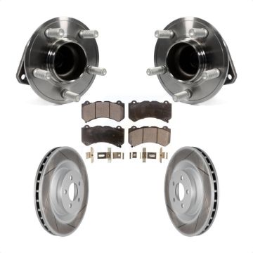 Front Hub Bearing Assembly Coated Disc Brake Rotor & Pad Kit For Dodge Challenger Charger KBB-104684