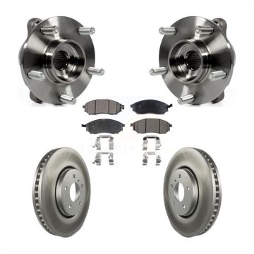 Front Hub Bearing Assembly Coated Disc Brake Rotor & Pads Kit For INFINITI FX35 FX37 FX45 KBB-104702