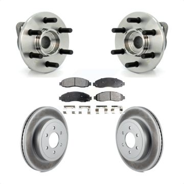 Front Hub Bearing Coated Brake Rotor Pads Kit For 03-04 Dodge Dakota 4WD with 2-Wheel ABS KBB-104753