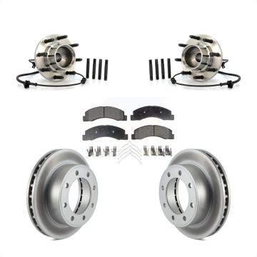 Front Hub Bearing Assembly Coated Brake Rotor & Pads Kit For 2001-2005 Ford Excursion 4WD KBB-104757