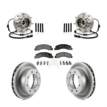 Front Hub Bearing Assembly Coated Brake Rotor & Pads Kit For 2001-2005 Ford Excursion 4WD KBB-104779