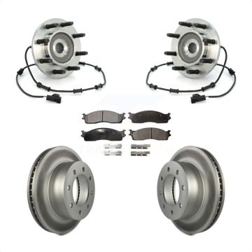Front Hub Bearing Assembly Coat Brake Rotor Pad Kit For 2003-2005 Dodge Ram 2500 3500 4WD KBB-104788