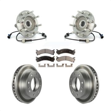 Front Hub Bearing Coated Brake Rotor Pads Kit For Chevrolet GMC Sierra 3500 Silverado RWD KBB-104818