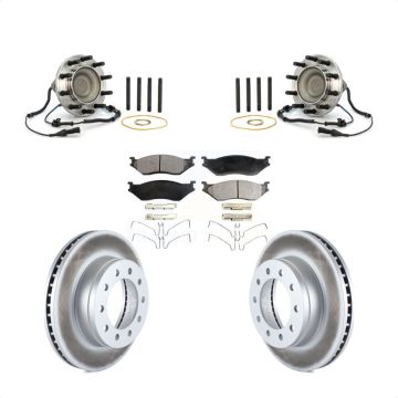 Front Hub Bearing Assembly Coated Brake Rotor And Pad Kit For Ford F-550 Super Duty F-450 KBB-104843