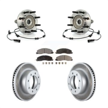 Front Hub Bearing Assembly Coated Disc Brake Rotor & Pads Kit For Dodge Ram 2500 3500 4WD KBB-104851