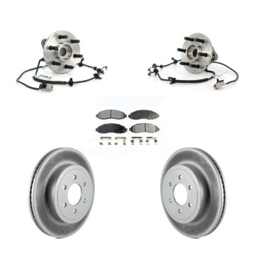 Front Hub Bearing Coated Brake Rotor Pads Kit For 03-04 Dodge Dakota 4WD with 4-Wheel ABS KBB-104901