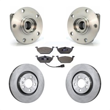 Front Hub Bearing Assembly Disc Brake Rotor & Pads Kit For 2007-2009 Volkswagen Golf City KBB-105104