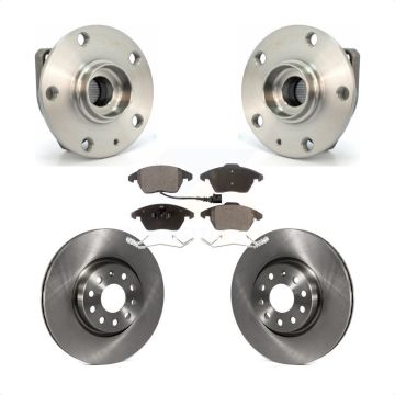 Front Hub Bearing Brake Rotor Pad Kit For 2006-2009 Volkswagen GTI 3 Bolt Mounting Flange KBB-105106