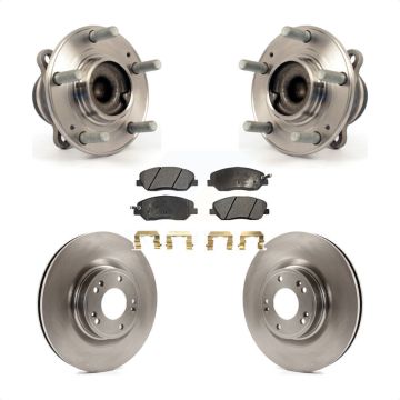Front Hub Bearing Assembly Disc Brake Rotor & Pads Kit For 2009-2011 Hyundai Genesis 3.8L KBB-105141