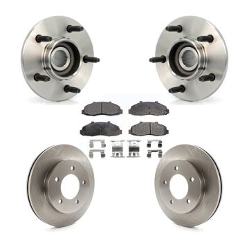 Front Hub Bearing Assembly Disc Brake Rotor & Pad Kit For Ford F-150 4WD with 2-Wheel ABS KBB-105292