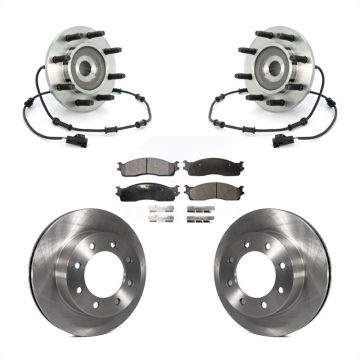 Front Hub Bearing Assembly Disc Brake Rotor Pad Kit For 2003-2005 Dodge Ram 2500 3500 4WD KBB-105346